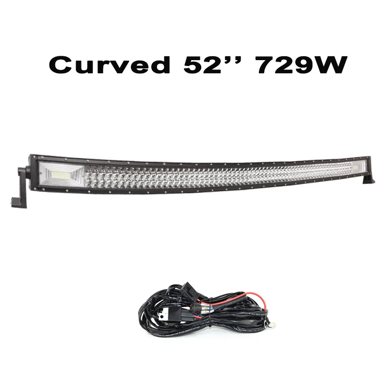 7D LED Bar Offroad 52" 42" 32" 22" Curved Work Light 324W 459W 594W 729W Off Road LED Light Roof Bar Combo Lamp SUV ATV 4x4 - Цвет: 52inch with wire kit