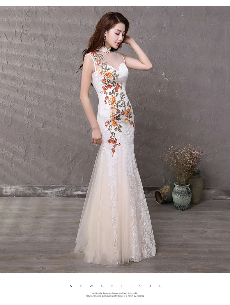 Вечернее платье кружевное традиционное китайское Ципао женское ...