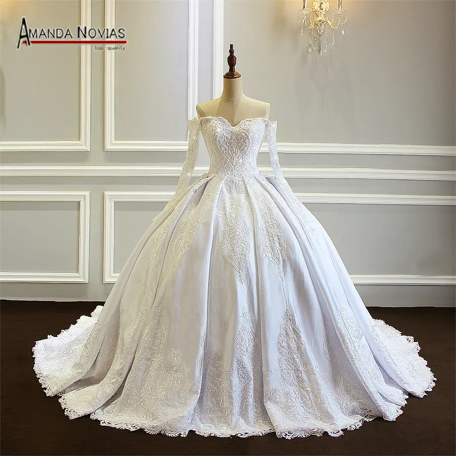 

Amanda Novias New long Sleeve Ball Gown Wedding Dress 2019