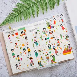 6 шт девушка шаблон стикер для канцелярских товаров украшение дневника водонепроницаемый скрапбукинга этикетка