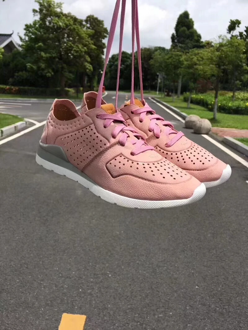 Весенние новые дизайнерские розовые туфли на танкетке Женские Дышащие яловые кроссовки женские tenis feminino повседневная женская обувь