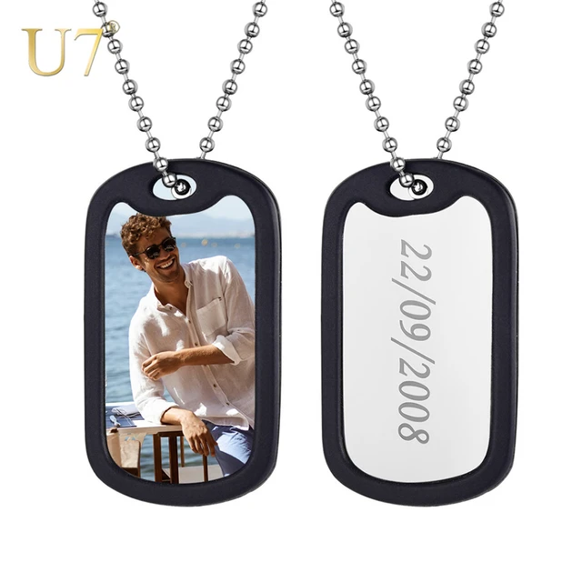 Fashion Military Collares Black 2 Dog Tags Chain Pendants Necklaces Army  Style Kolye Necklace Jewelry Birthday for men Bijouxs