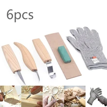 Mayitr 5pc Wood Carving Cutter Set DIY Chisel Chip Knives Woodworking Hand Tools Spoon Carving Knife Woodcut Anti-cutting Gloves 6 pcs set hand carving tools chisel woodcut chip part costume for art knife seal cutting wood working tool free shipping