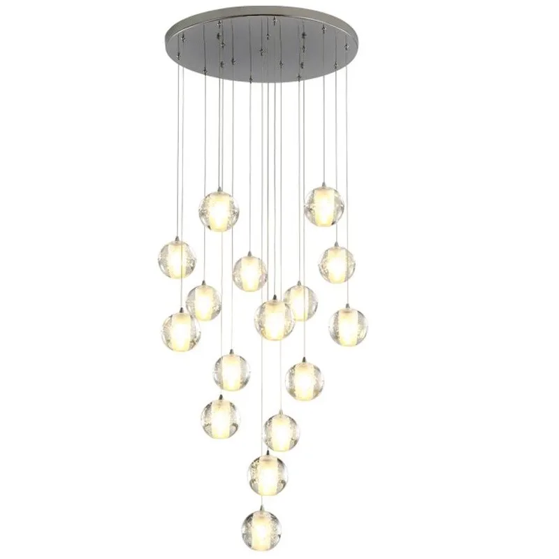 

Modern K9 Crystal Globe Chandelier Staircase Lighting Pendant Drop Light Ceiling Lamp Fixtures for Living Rooms