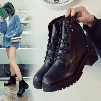 

Autumn & Winter New Style Women's Martin Boots Fashion Tide Thick European & American Style Vogue Side Zipper Versatile Lady