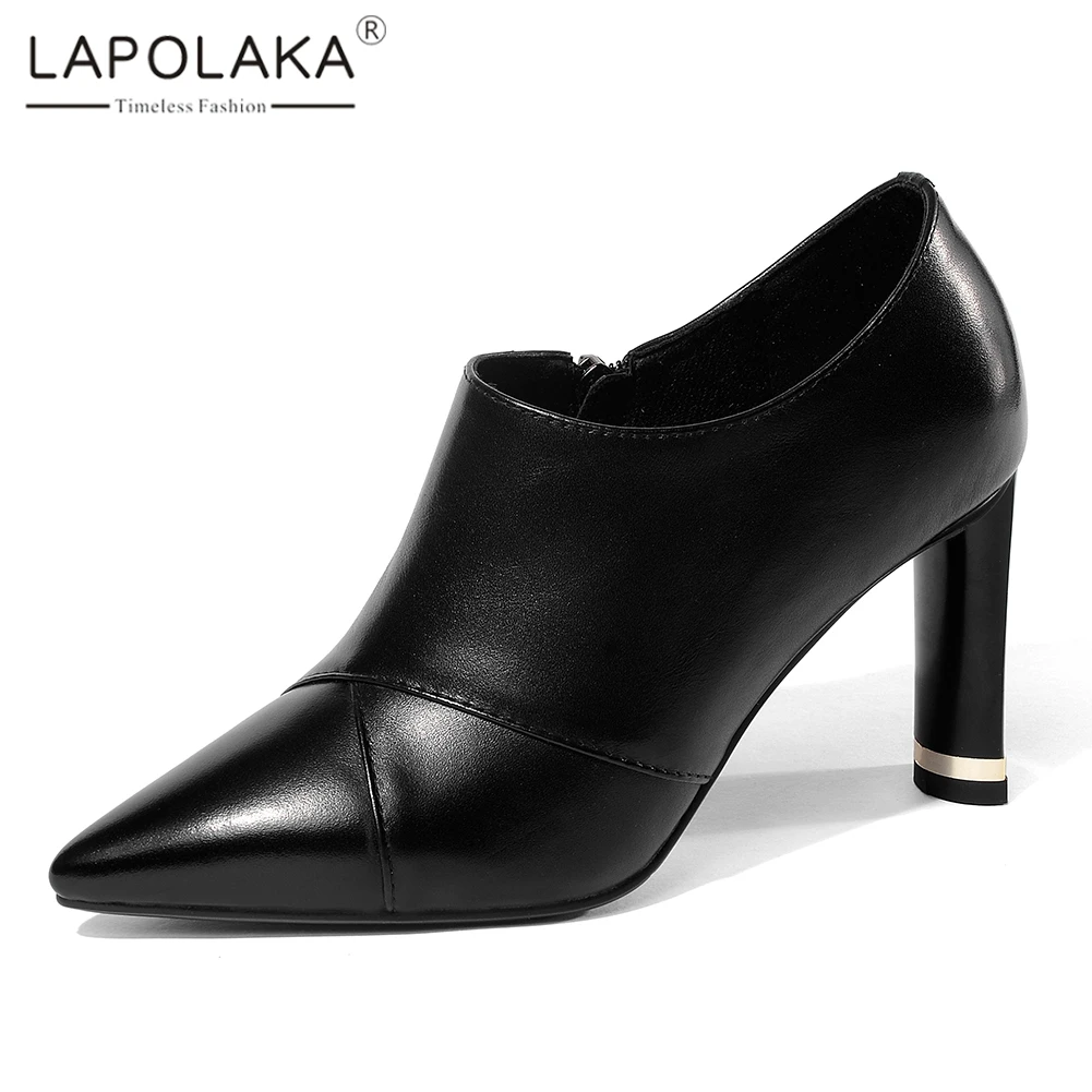 

Lapolaka Genuine Cow Leather High Heels Zipper Shoes Woman Pumps Female Pointed Toe Party Pumps Woman Shoes Footwear