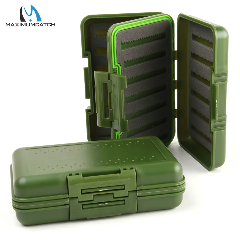 Maximumcatch 2pcs Olive Green Waterproof Slit Foam Fly Fishing Box With