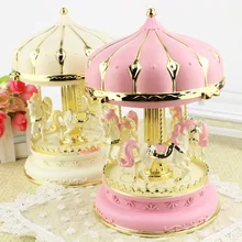 Lovely Music Box Light Carousel Music Boxes for Children Creative Craft Gifts Girl Birthday Gift Holiday Present Home Decoration