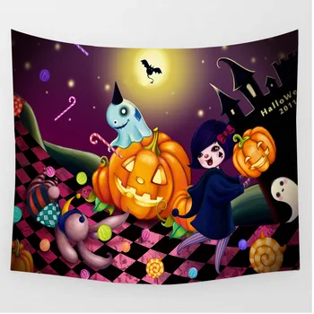 

Halloween Party Tapestry Night Moon Microfiber Fabric Wall Hanging for Kid Decoration Tapestry Tablecloth Beach Towel