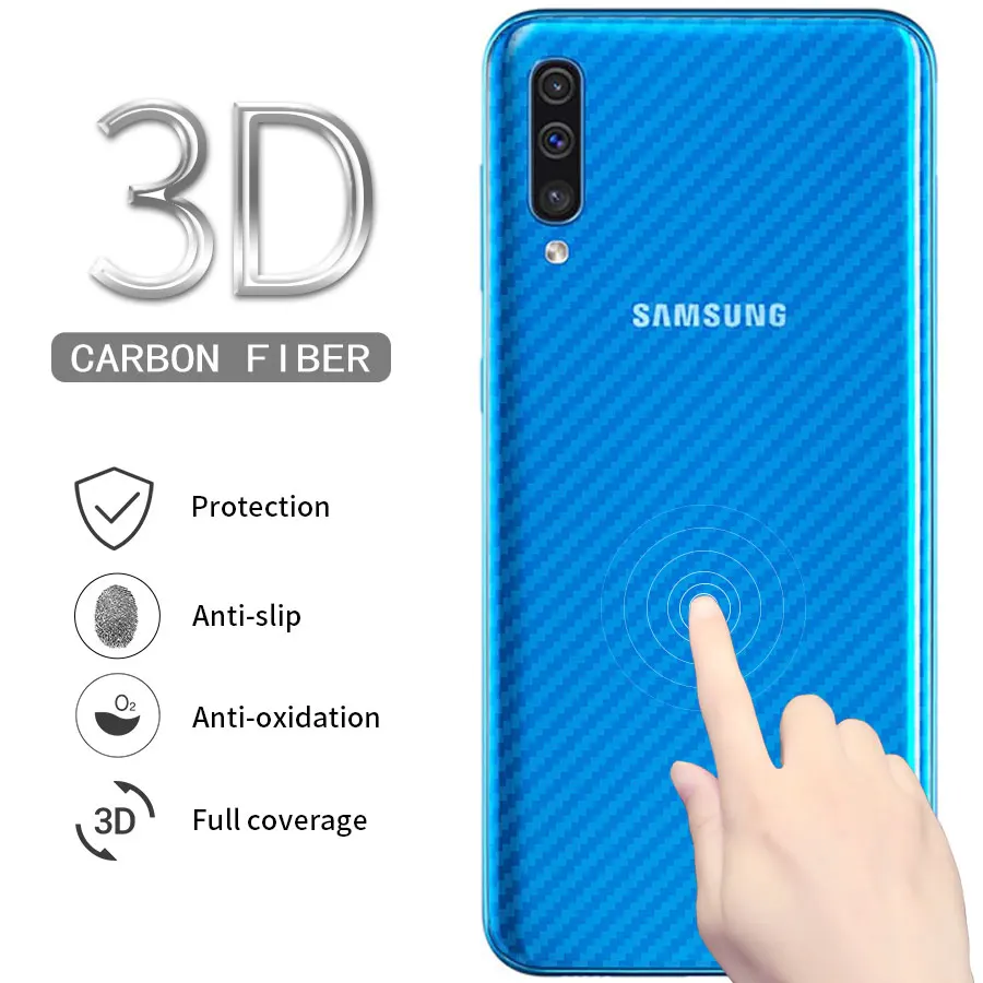 Чехол-накладка из фильма для samsung Galaxy A50 A60 A70 A10 A20 A30 A40 M10 M20 M30 A7 A9 углеродного волокна задняя наклейка с защитой экрана