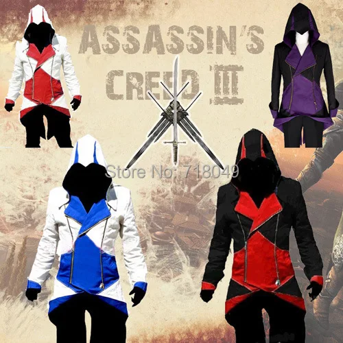 Assassins Creed 3 III Conner Kenway Hoodie Coat Jacket Anime Cosplay Assassin S Costume Cosplay Overcoat