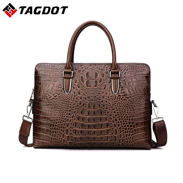 Crocodile Genuine Leather Luxury Laptop bags for Men Cow Leather ...