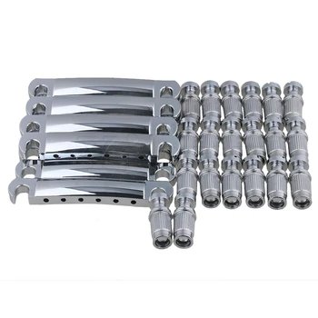 

Yibuy 10PCS 3.94 x 0.67" Chrome Stop Bar Tailpiece & Anchors for Guitar