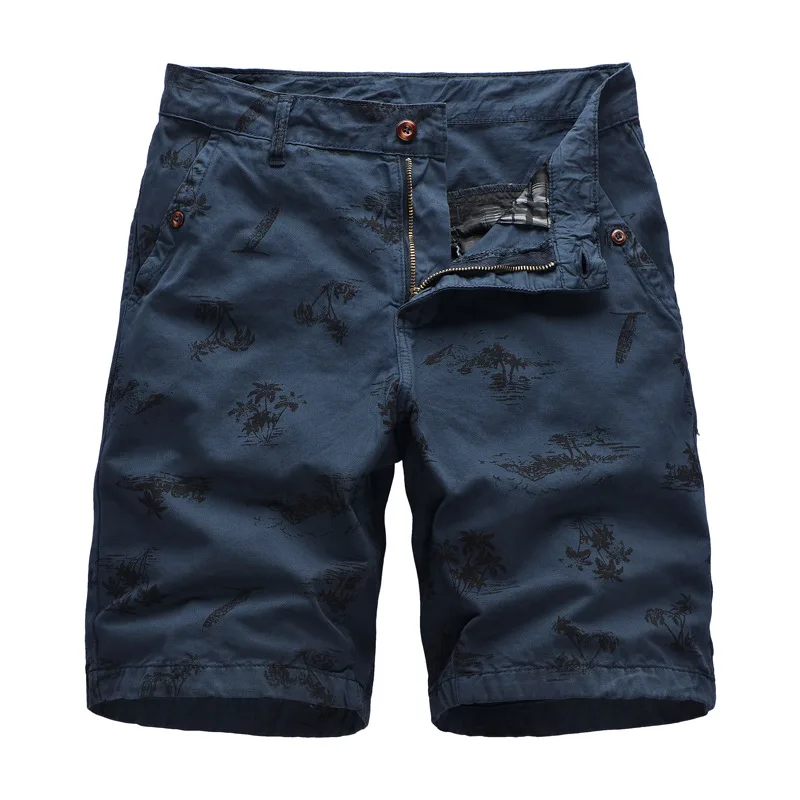 

CHUQING New Summer Beach Shorts Men's Tooling Shorts Cotton Printed Outdoor Five Points Casual Shorts
