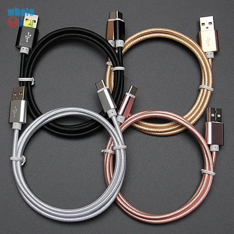 

100pcs/lot 0.25M 1.5M 1M 2M 3M Nylon Braided Type C Micro USB 8pin Data Sync Charger Cable for Iphone 6s Samsung Huawei LG HTC