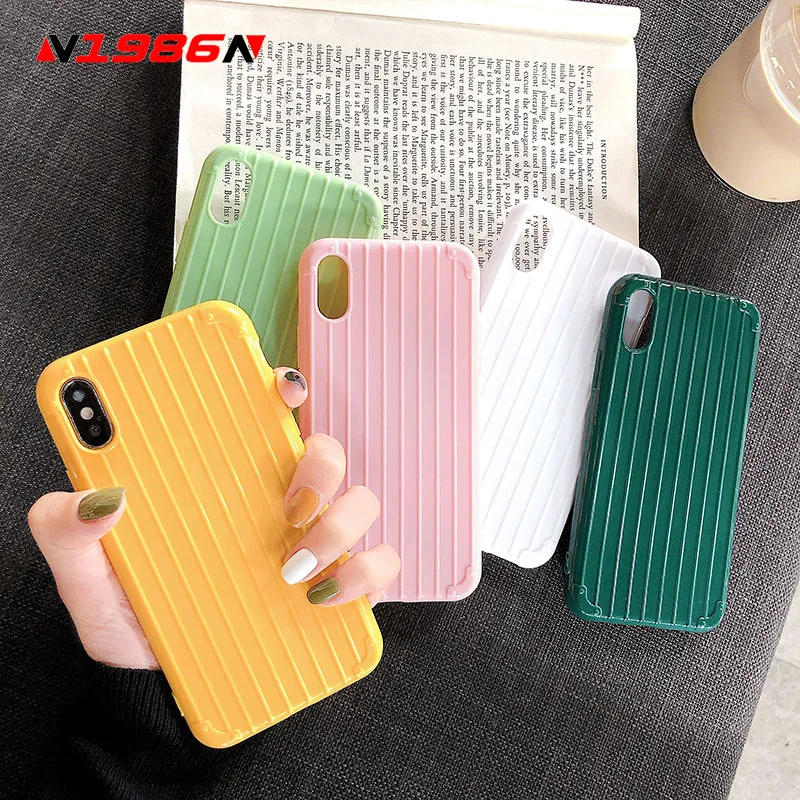 

N1986N Phone Case For iPhone 6 6s 7 8 Plus X XR XS Max Fashion Simple Trunk Design Candy Colors Soft TPU For iPhone X Phone Case