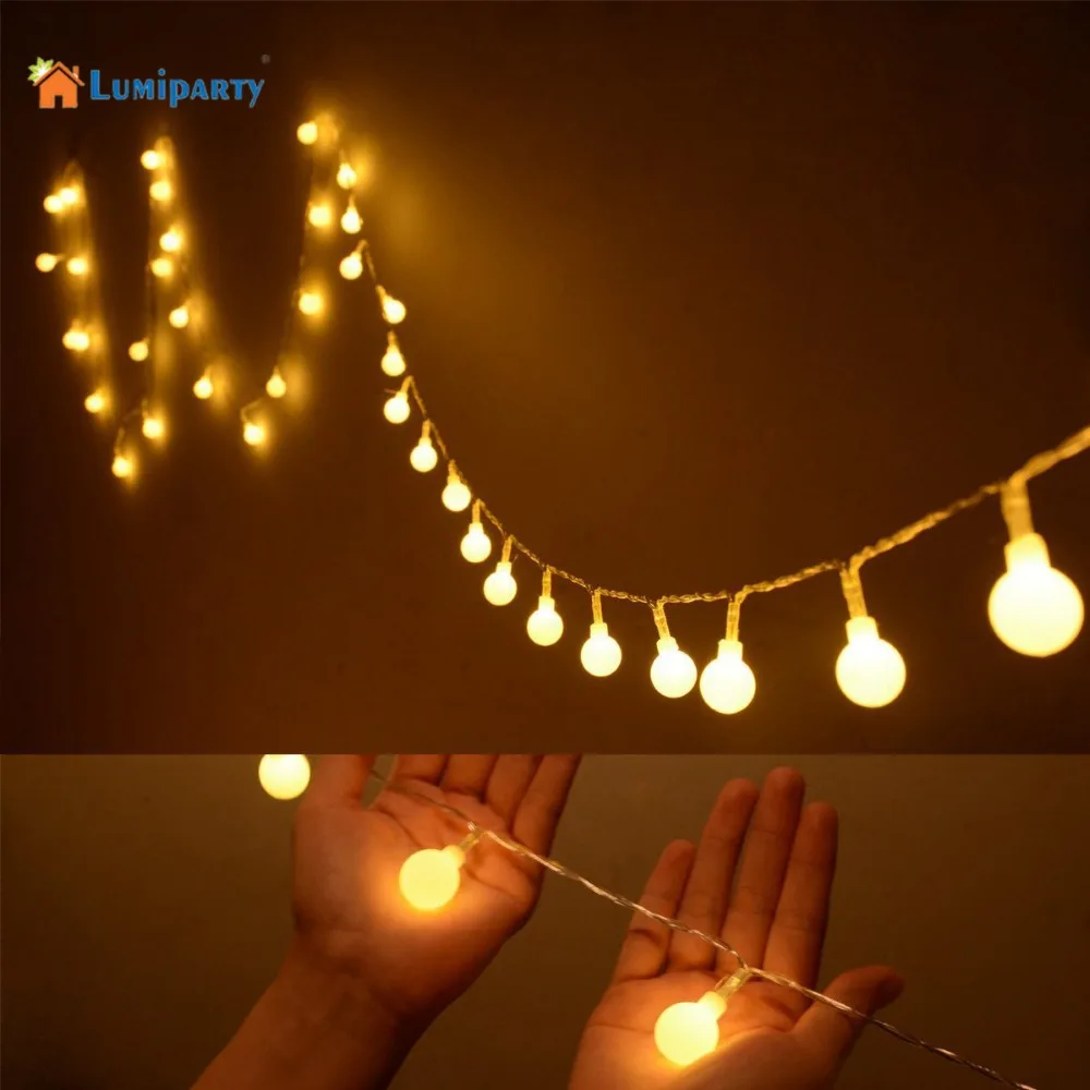 

Lumiparaty 12M 100 LEDs Ball Lights with USB Powered Outdoor Waterproof in Lights String Decorative Starry Lights for Bedroom
