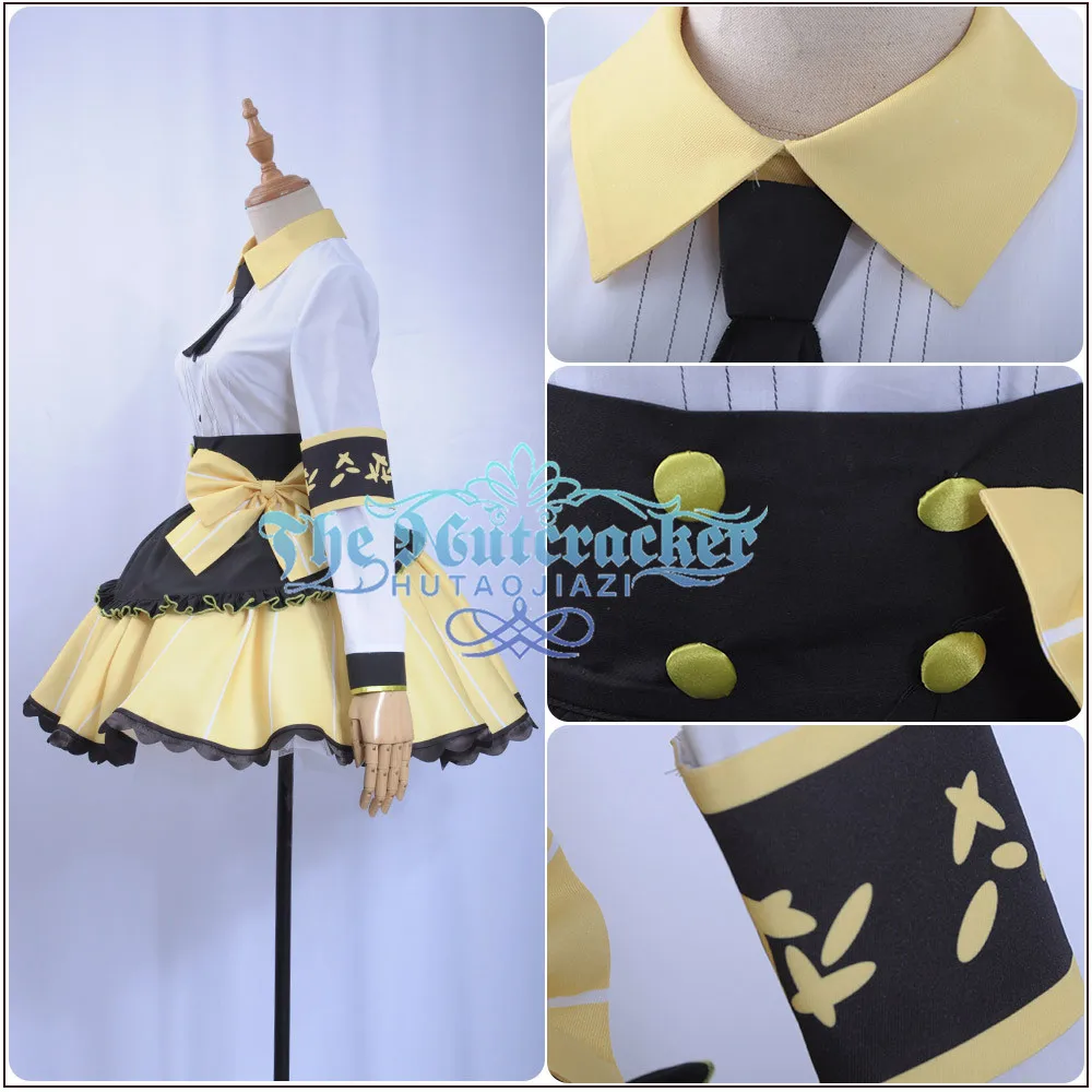 x_01 Love live Cosplay Valentine's Day unwaking Hoshizora Rin Cos Costume Sexy Cosplay Maid Uniform Skirt Socks Dress Wig Hairpin (3)