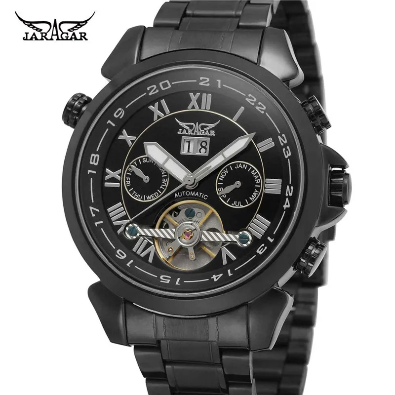 

JARAGAR Date Week Tourbillon Mens Watches Automatic Mechanical Top Brand Luxury Men Watch Business Sport Military Clock 0018