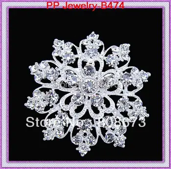 

Clear Dimante Silver Flower Brooch Wedding Bridal Bouquet Pin Brooches Exquisite Women Brooch Corsage