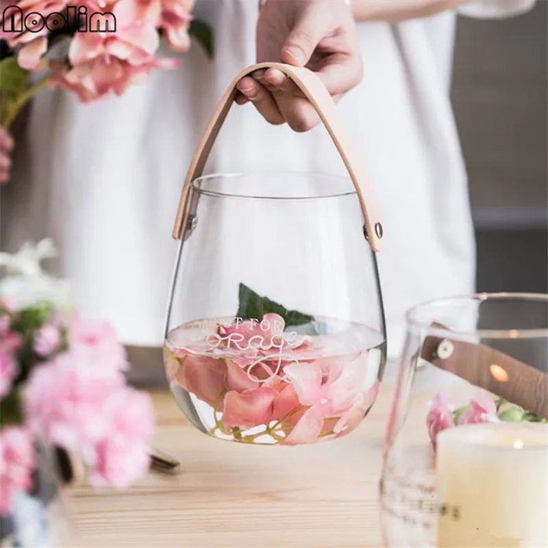 

Portable Glass Vase English Alphabet Hydroponic Flower Pot Multipurpose Candlestick Fruit Pot Crafts Desktop Ornaments