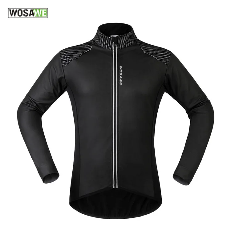 

WOSAWE Winter Thermal Fleece Cycling Jackets Men's PU Leather Comfortable Waterproof Windbreaker Coat Maillot Ciclismo MTB
