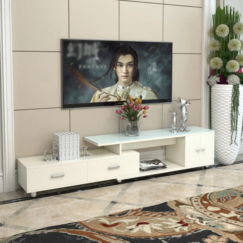 FZS-019 طول قابلة كابل حامل تلفاز غرفة المعيشة الأثاث المنزلي الحديثة نمط لوحة خشبية حامل تلفاز التلفزيون مجلس الوزراء الجمعية