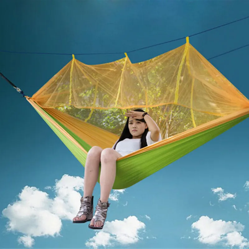 

Hammock Portable Hammock Single-person Folded Into The Pouch Mosquito Net Hammock Hanging Bed for Travel Kits Camping Hiking