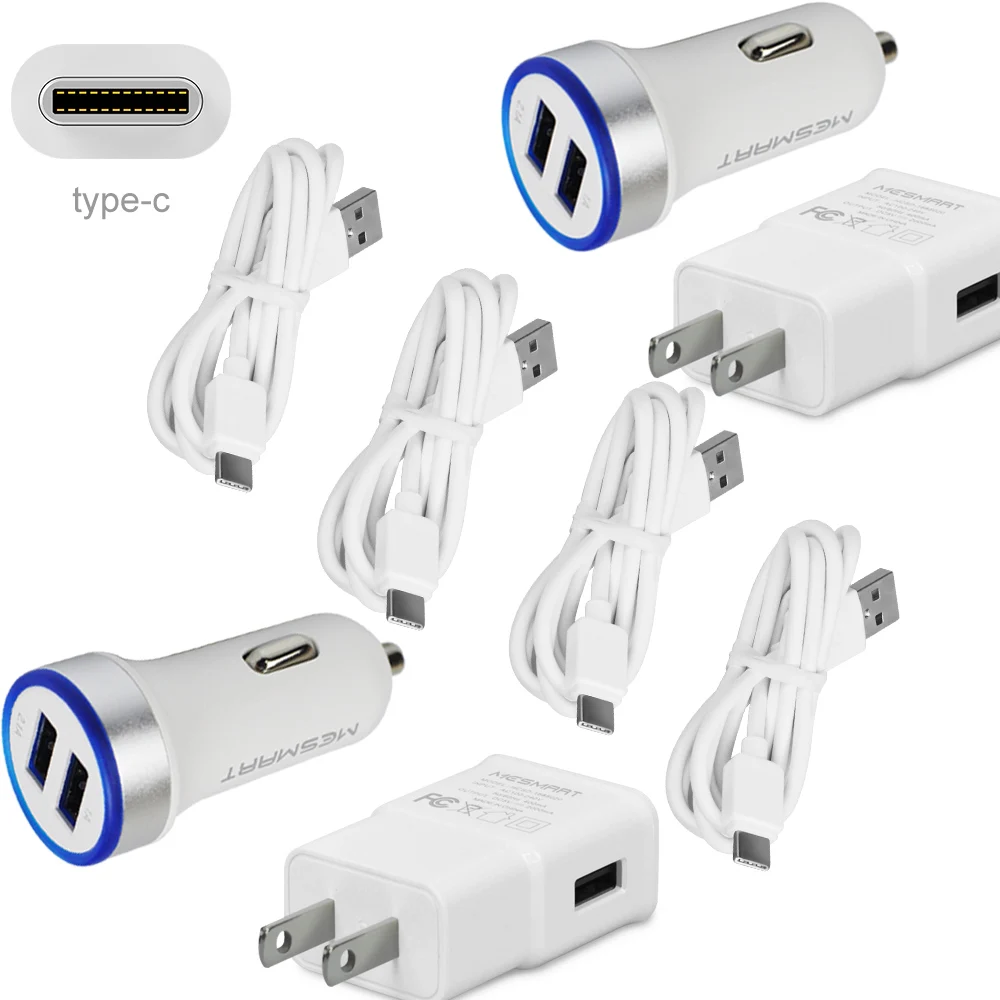 

Wall Car Charger Adapter Combo Type C USB Sync Data Cable Cord for LG Stylo 4 Plus G7 V40 V35 V30S ThinQ G6 Nexus 5X V20 V30 Q7+