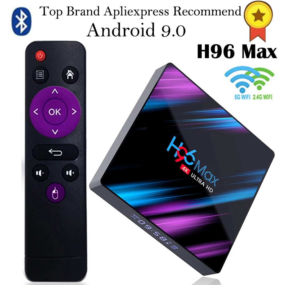 H96 MAX Smart tv Box Android 9,0 4 Гб ОЗУ 16 Гб/32 ГБ/64 Гб ПЗУ Rockchip RK3318 4K MAX HD медиаплеер мини wifi Smart tv телеприставка