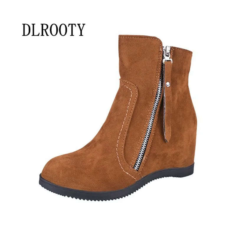 

Women Ankle Martin Boots 2018 Autumn Female Casual Shoes Woman Flat Fashion Zipper Height Increasing Platform Round Toe Solid
