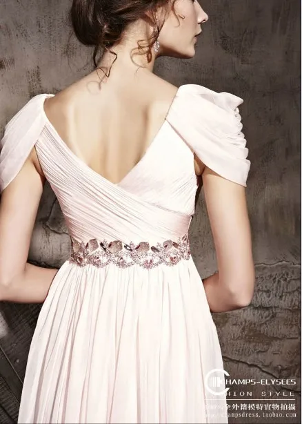 Новая мода платья партии повседневная длинные коротким рукавом вечернее платье кристалл невесты вечерние элегантные Платья