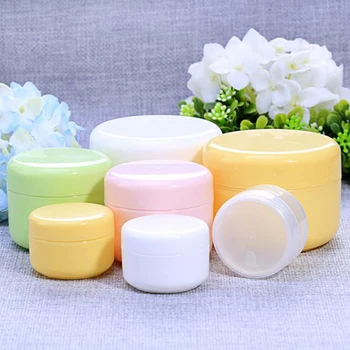 

10 Pieces Refillable Plastic Empty Face Cream Cosmetic Sample Container with Lid Cap Portable Round Jar for Travel