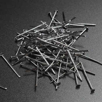 

FLTMRH 50pcs 16x0.7mm Flat Head Pins Gold/silver color/Copper/Rhodium/BrHeadpins For Jewelry Findings Making Acce