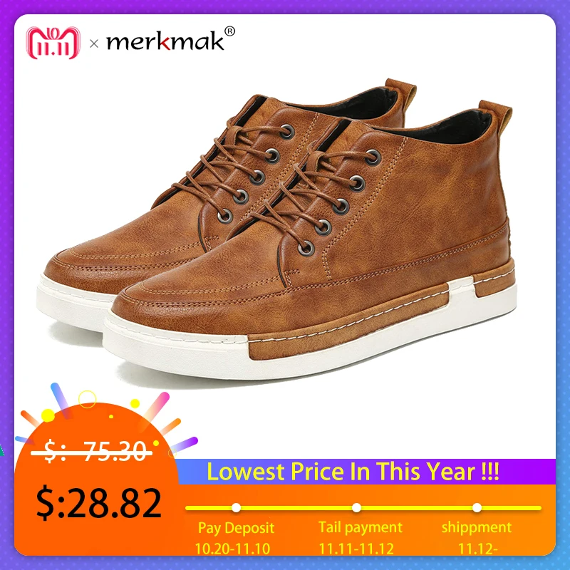 

Merkmak High Quality Genuine leather Autumn Men Boots Winter Waterproof Ankle Boots Martin Boots Outdoor Working Boots Men Shoes