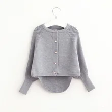 Babies Batwing Sleeve Sweaters 2016 Kids Girls Knitted Crochet Cardigan Baby Girl Autumn Fashion Outwear Children’s clothing