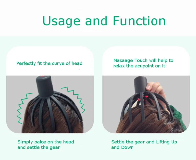Электрический массажер для кожи головы, Массажер-осьминог, акупунктурный массажер для головы, массажер для когтей, скребок для снятия стресса, перезаряжаемый