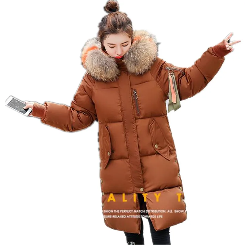 Winter coat women high quality ladies winter jacket Fur collar Black winter coats Down cotton winter warm jacket for womens 4142