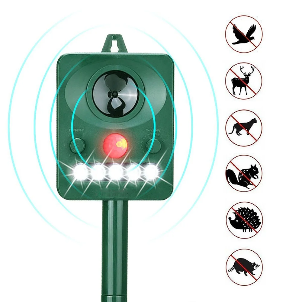 

Rechargeable Solar Powered Ultrasonic Pest Animal Reject Outdoor Garden PIR Motion Sensor Pest Control Animal Pest Repellent