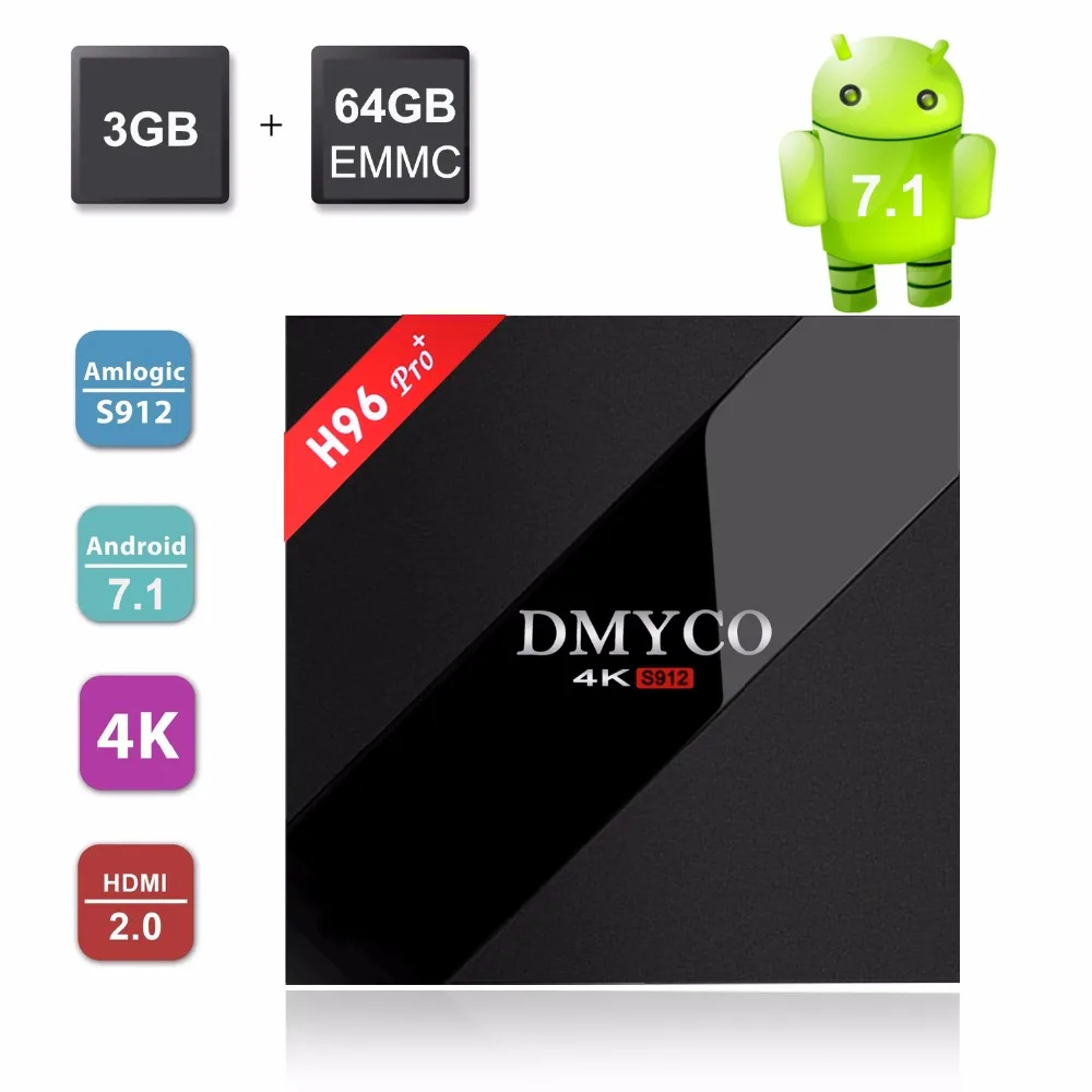 Goede H96 Pro Android TV Box Android 7.1 Amlogic S912 Octa core 4 k 5.0 ghz Dual WIFI USB 3.0 HD h.265 H96 Pro Plus Smart TV Set Top Box