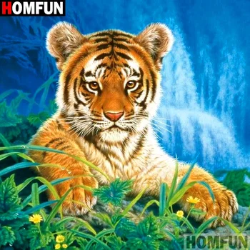 

Homfun Full Square/Round Drill 5D DIY Diamond Painting "Animal tiger" 3D Embroidery Cross Stitch Home Decor Gift A12526