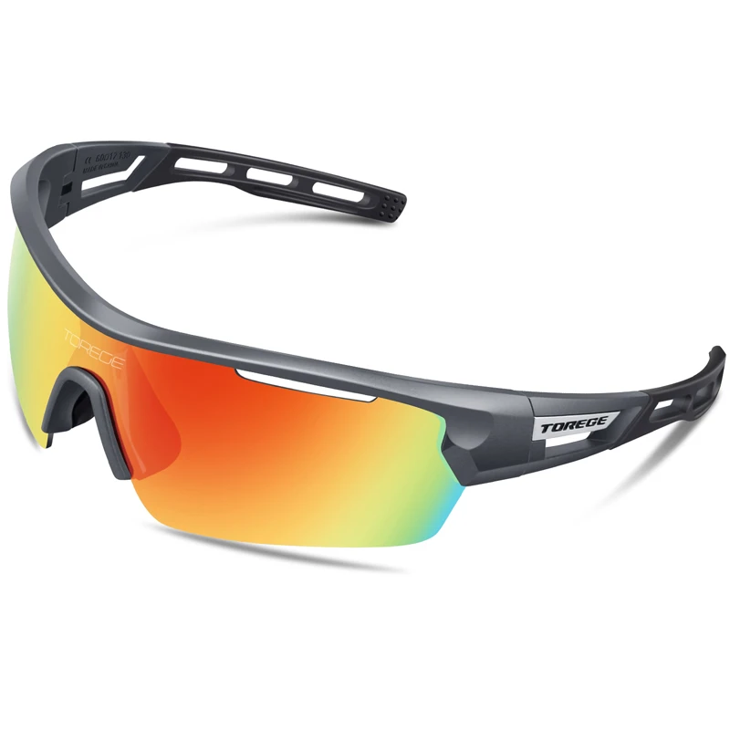 Gafas de sol deportivas polarizadas para hombre y mujer, lentes de sol deportivas polarizadas con 4 lentes, a la UV400, con reducción de brillo para correr, 100%|De los hombres gafas