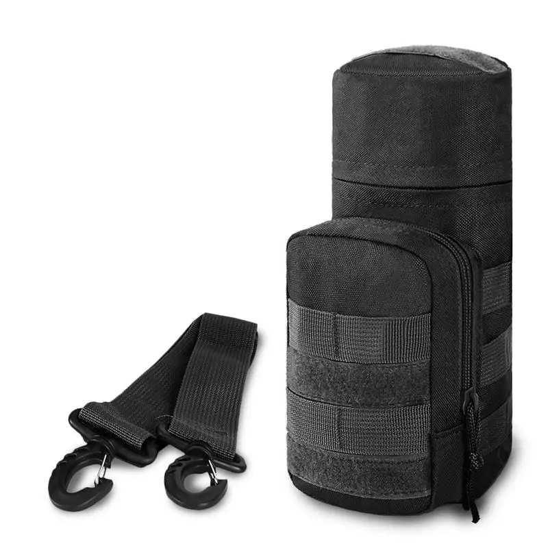 Тактическая бутылка для воды, сумка на плечо, сумка для воды, Сумка для кемпинга, походов, охоты, Путешествий, Походов, армейский туристический котелок, сумка - Цвет: Black