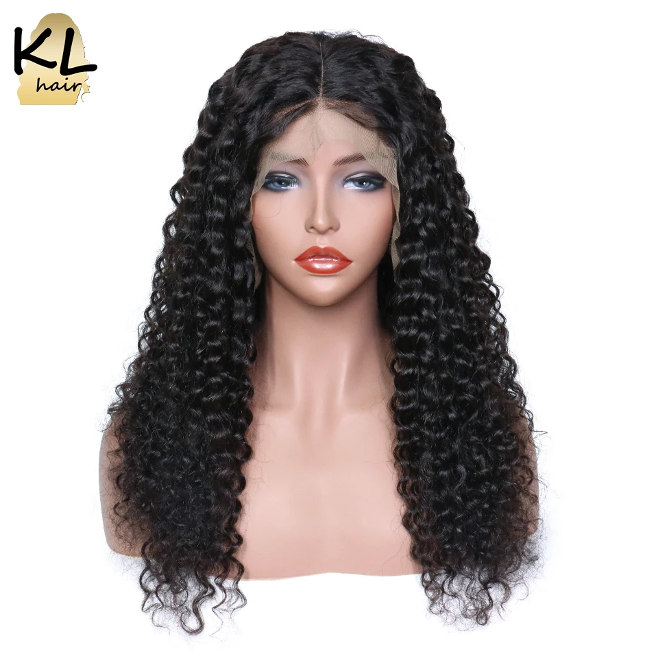 13x6 вьющиеся Синтетические волосы на кружеве парики из натуральных волос для Для женщин черный натуральный бразильский Волосы remy парик шнурка с детскими волосами отбеленные KL Hair