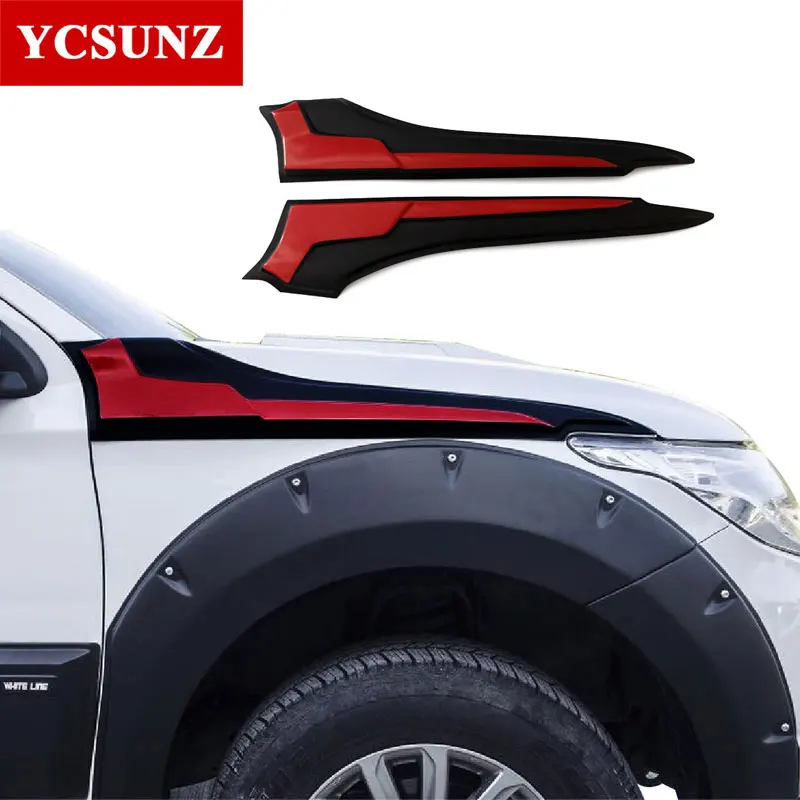 Боковая крышка капота для Mitsubishi l200 Triton- боковое отверстие украшения аксессуары для Mitsubishi L200 Ycsunz - Цвет: black red