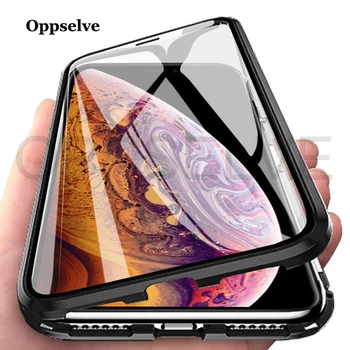 

Double Sided Magnetic Phone Case For iPhone XR XS MAX X 10 Tempered Glass Case For iPhone 8 7 6 6S Plus Metal Magnet Cover Coque