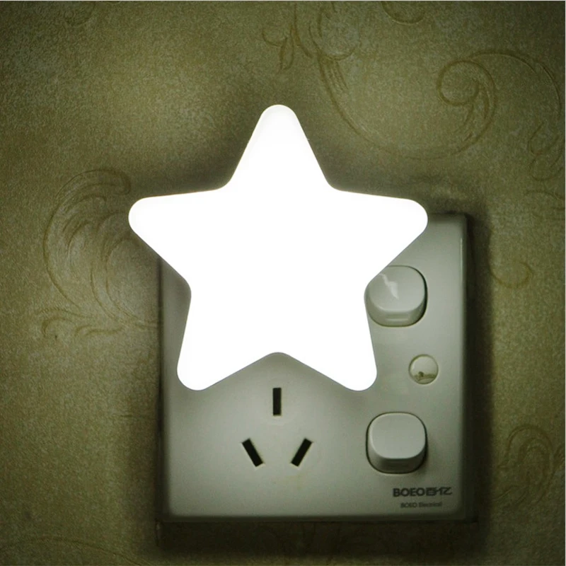 EU  US Plug LED Star Night Lights Wall Socket Bedside Lamp AC 220V 110V Lovely Light Control Children Room Feeding Night Lamps (3)