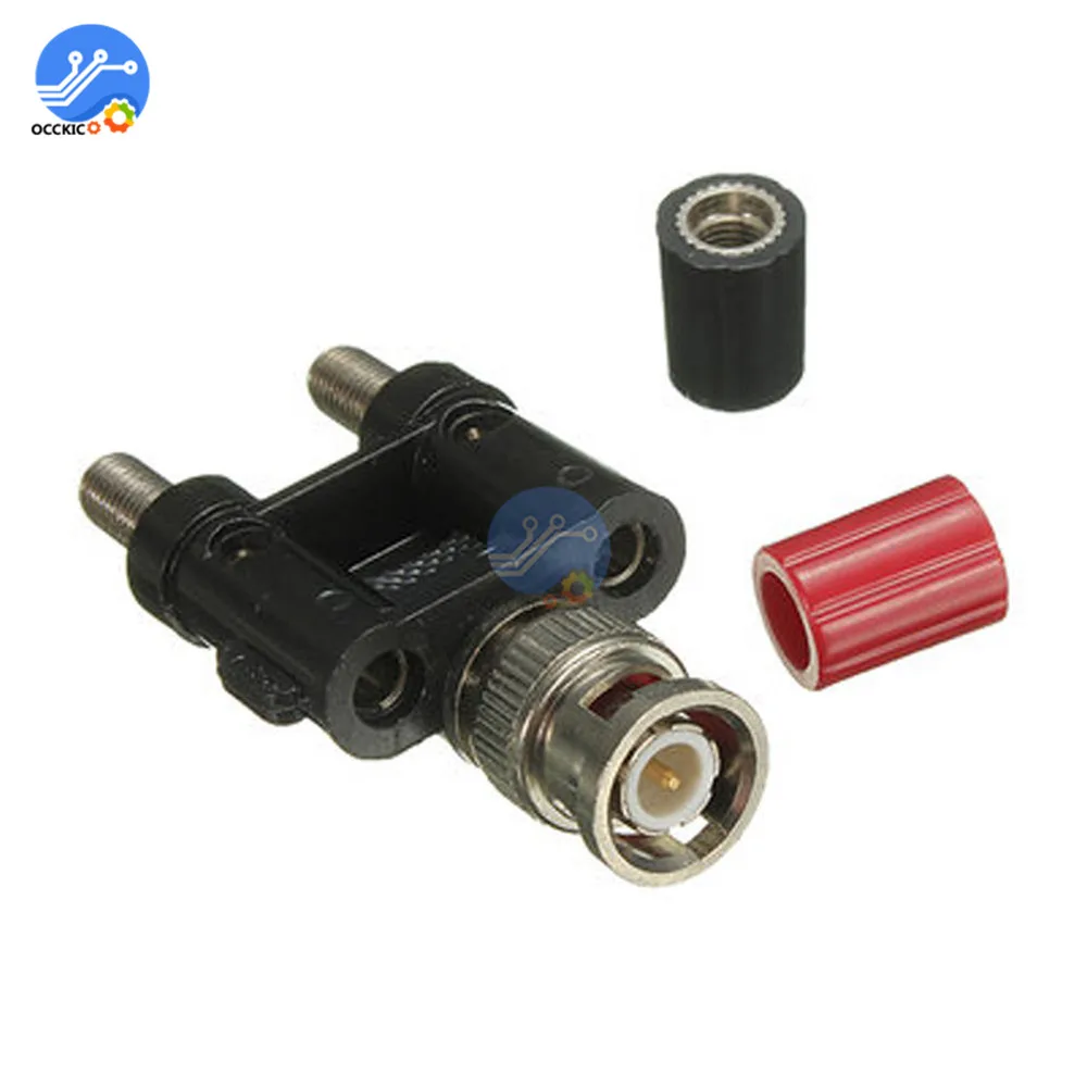 

1 pcs BNC Male Plug to Twin Dual Banana Jack Female Coaxial 4mm Connector Binding Post Adapter Terminal Banana Plug