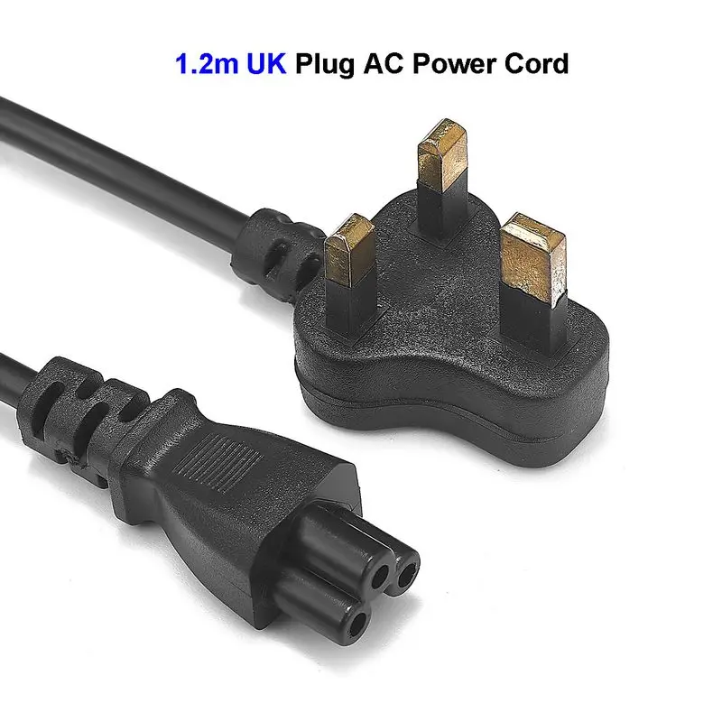 

UK AC Power Cord British IEC C5 Cloverleaf Main Power Supply Lead Extension Cable 1.2mFor Laptop Notebook Computer