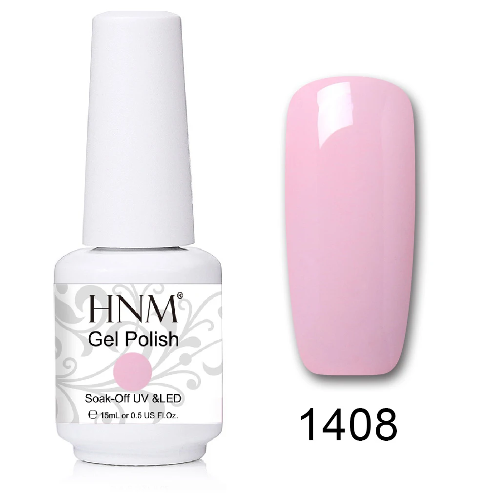 HNM 241 Colors 15ml Pure Glitter UV Gel Nail Polish Soak Off Primer LED Lamp GelLak Hybrid Varnish For Nails Art Enamel Lacquer - Цвет: 1408